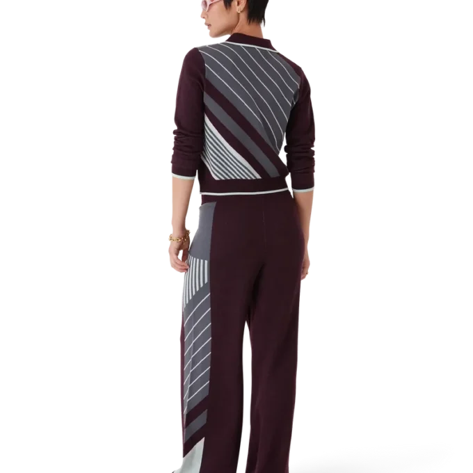 Diagonal Tennis Merino Langarm-Poloshirt