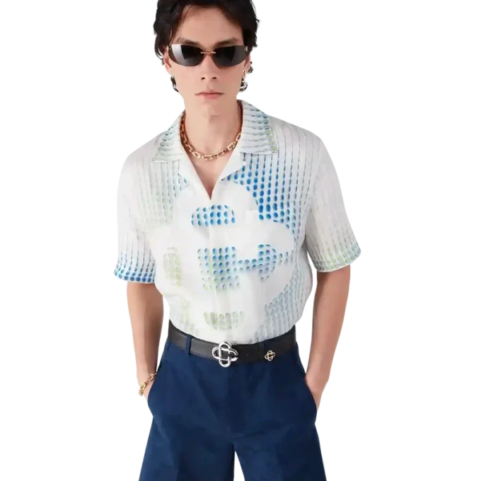 Dots Kurzarm-Leinenhemd