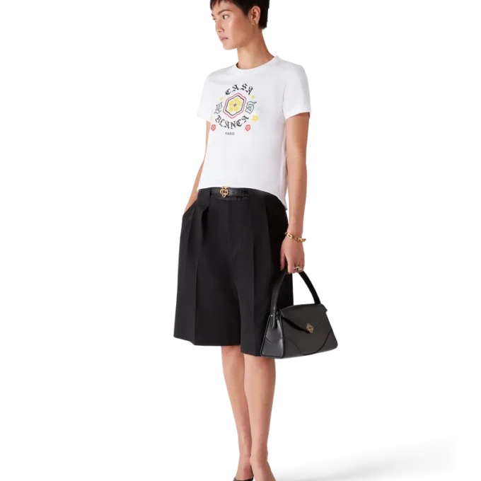 Emblem Fitted Kurzarm-T-Shirt