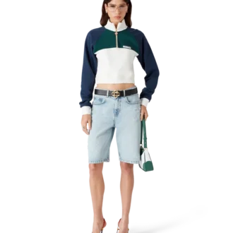 Farbblock-Sweatshirt mit Viertelreißverschluss