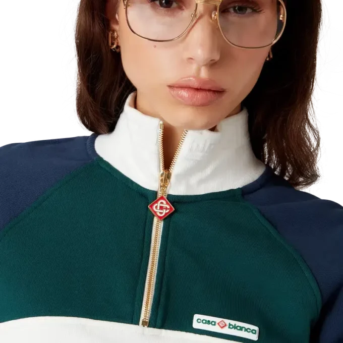 Farbblock-Sweatshirt mit Viertelreißverschluss Farbblock-Sweatshirt mit Viertelreißverschluss