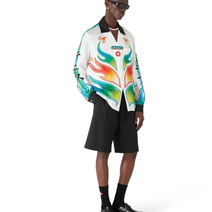 Flame Laurel Langarmhemd aus Seidentwill