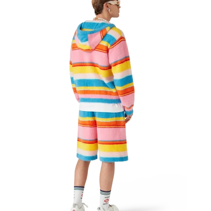 Flauschige, gestreifte Oversize-Shorts