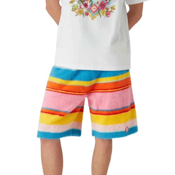 Flauschige, gestreifte Oversize-Shorts