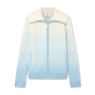 Flauschige Mohair-Jacke mit Reißverschluss und Farbverlauf