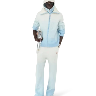 Flauschige Mohair-Jacke mit Reißverschluss und Farbverlauf