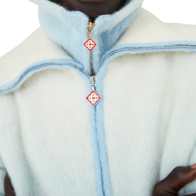 Flauschige Mohair-Jacke mit Reißverschluss und Farbverlauf