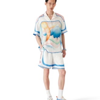 Fuji Dream Kurzarm-Seidenhemd mit Shorts