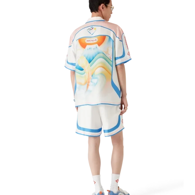 Fuji Dream Kurzarm-Seidenhemd mit Shorts