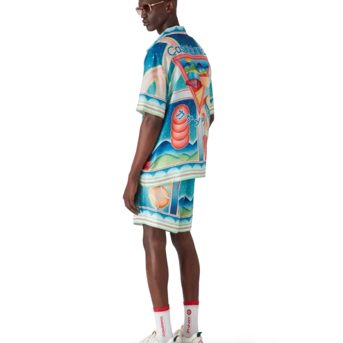 Galaxy Court Kurzarm-Seidenhemd