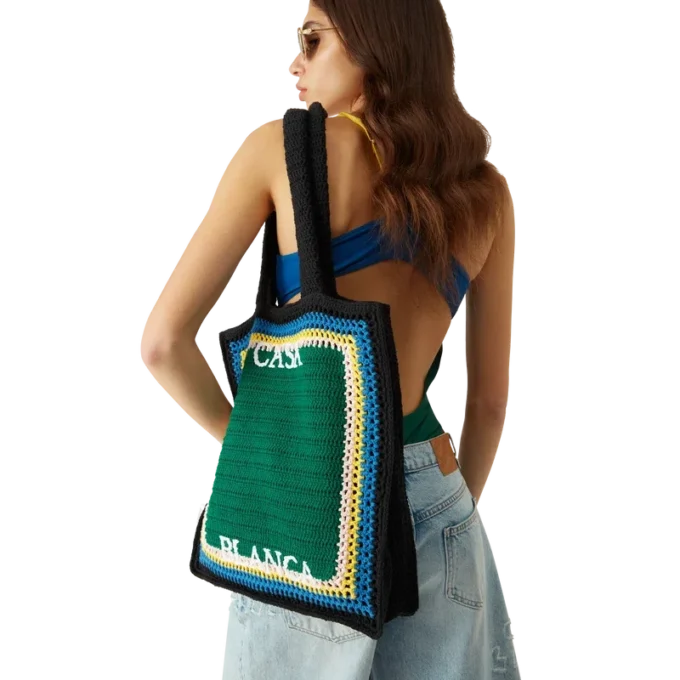 Gestreifte Häkel-Tasche