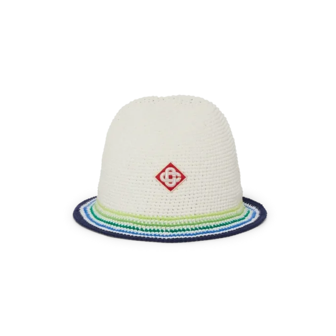 Gestreifte Häkelmütze