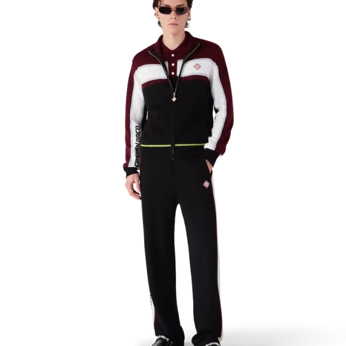 Gestreifte Merino-Strickjacke