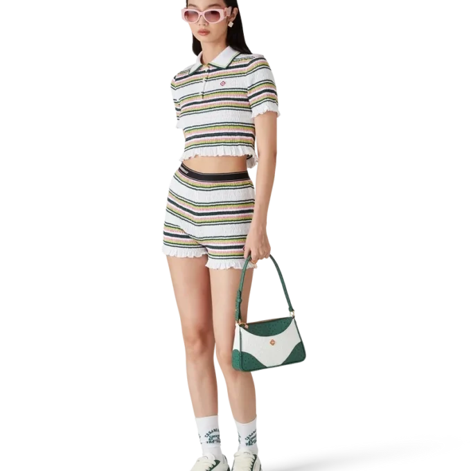 Gestreifte Shorts mit Raffungen Gestreifte Shorts mit Raffungen