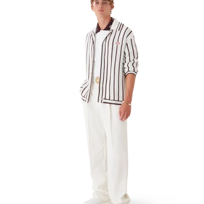 Gestreiftes Baumwoll-Häkelhemd