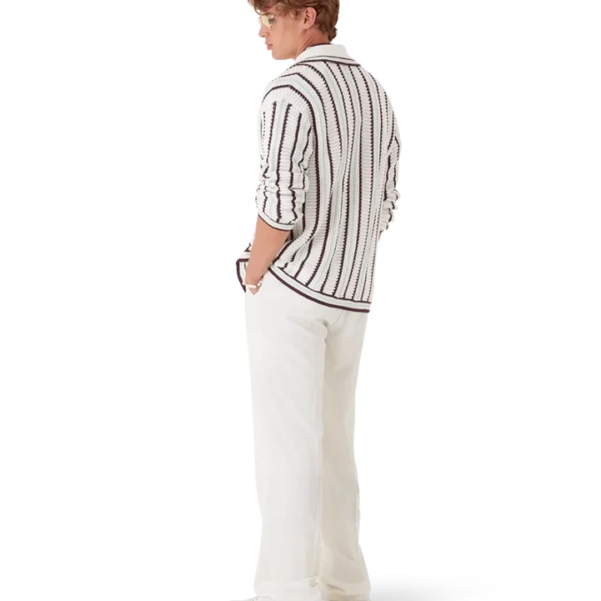 Gestreiftes Baumwoll-Häkelhemd