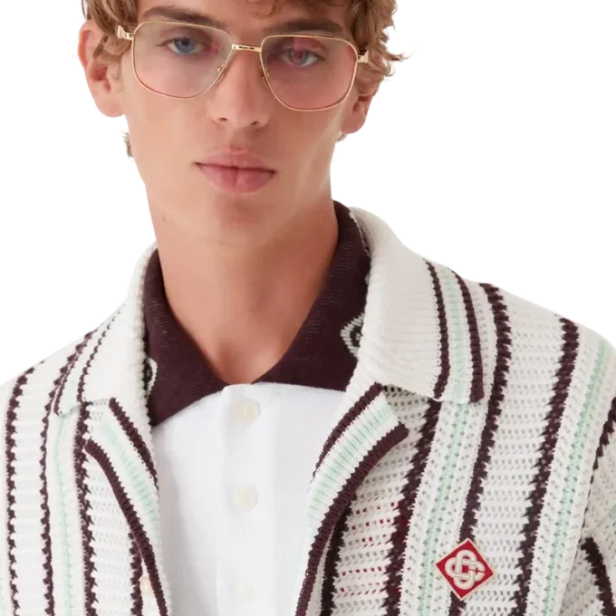 Gestreiftes Baumwoll-Häkelhemd