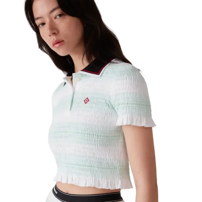 Gestreiftes, gerafftes Poloshirt