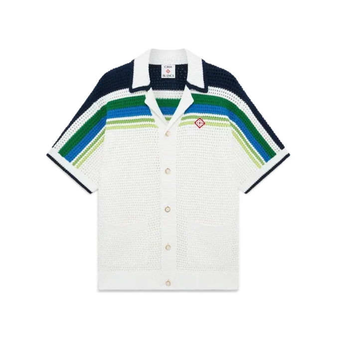 Gestreiftes Kurzarm-Strickhemd