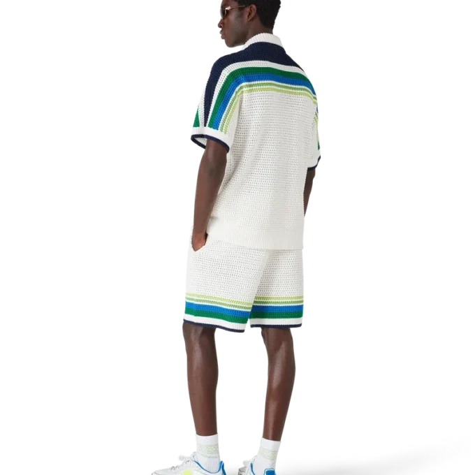 Gestreiftes Kurzarm-Strickhemd