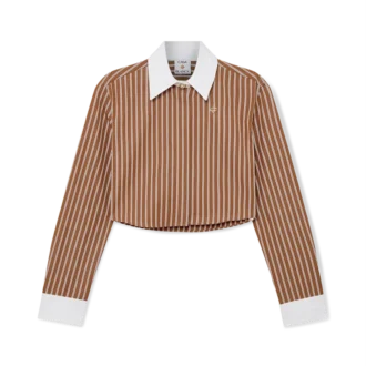 Gestreiftes, kurzes Langarm-Hemd