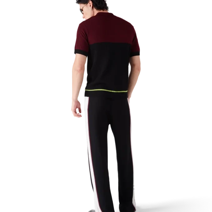 Gestreiftes Merino-Strick-Poloshirt Gestreiftes Merino-Strick-Poloshirt