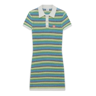 Gestreiftes Midi-Kleid mit kurzen Ärmeln