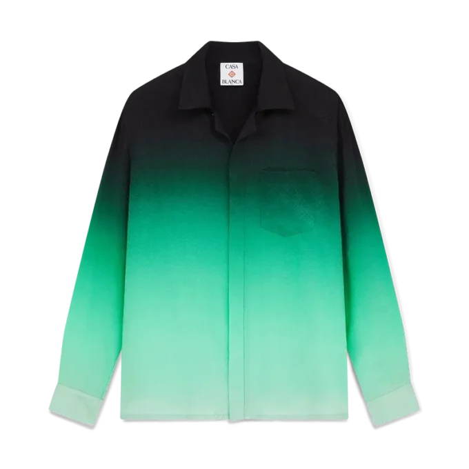 Gradient Ping Pong Jacquard Langarm-Seidenhemd