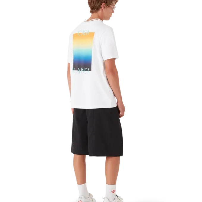 Gradient Square Kurzarm-Shorts-T-Shirt