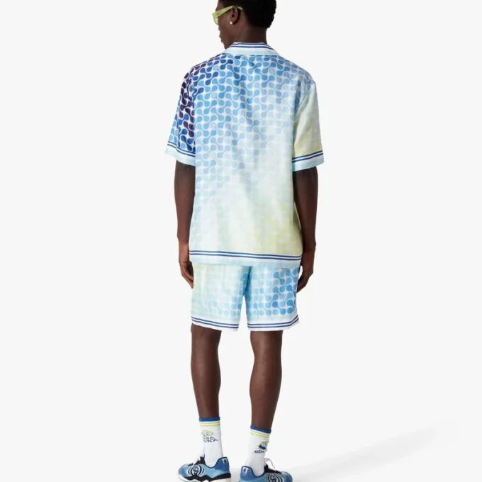 Gradient Tennis Tile Kurzarm-Seidenhemd