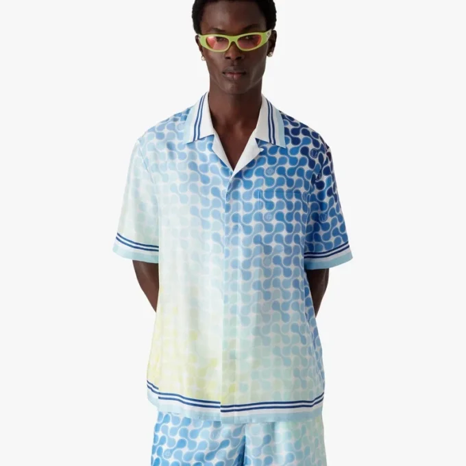 Gradient Tennis Tile Kurzarm-Seidenhemd