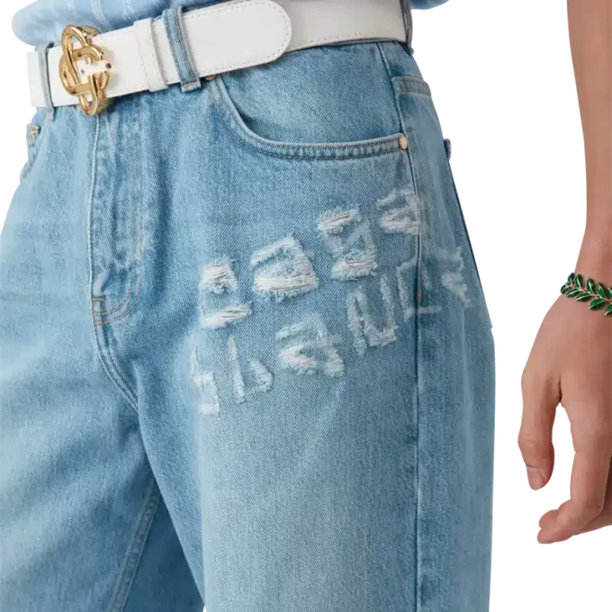 Graffiti-Jeans im Used-Look