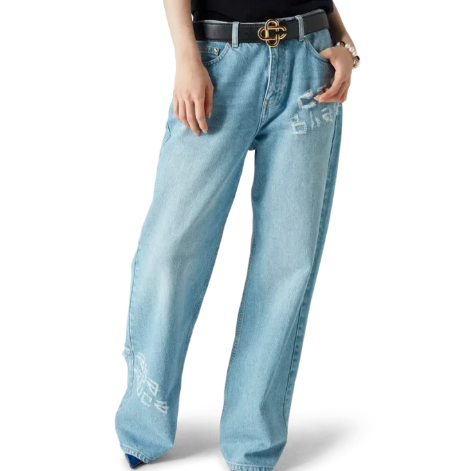 Graffiti-Jeans im Used-Look