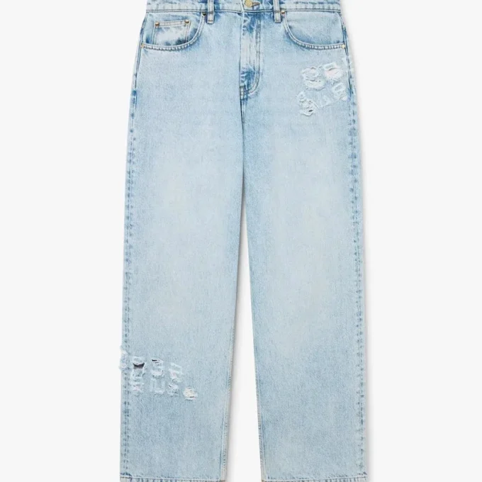 Graffiti-Jeans in heller Waschung