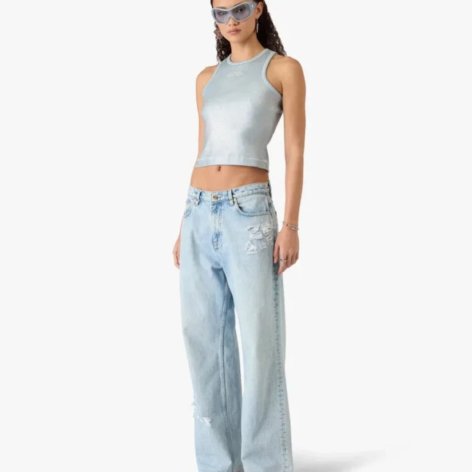 Graffiti-Jeans in heller Waschung