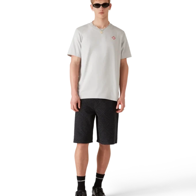 Graues Kurzarm-T-Shirt mit Diamant-Logo