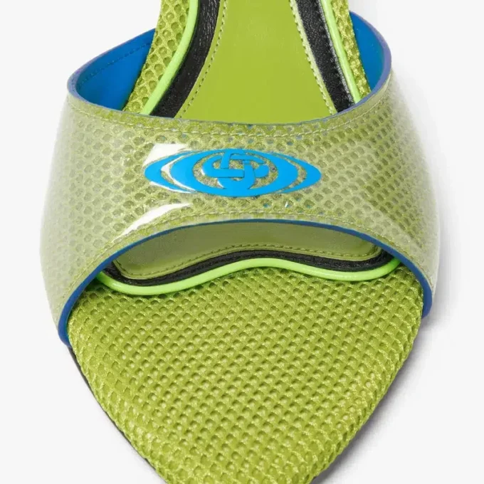 Grüne Mule-Sandalen mit Absatz