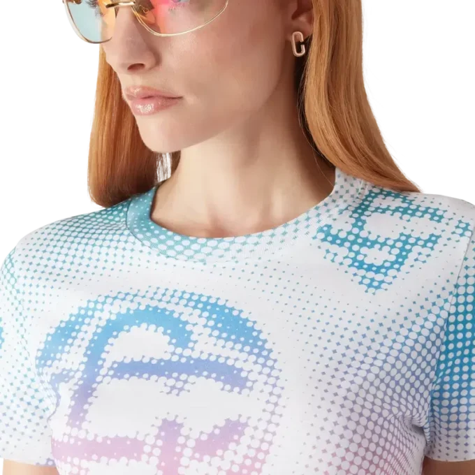 Halftone Logo Fitted Kurzarm-T-Shirt