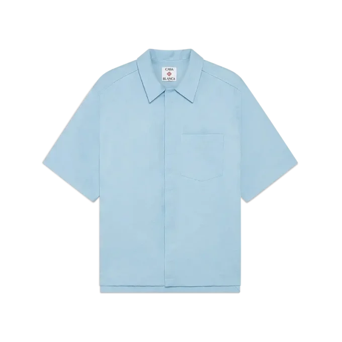 Hellblaues Monogramm-Kurzarmhemd