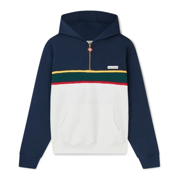 Hoodie mit Viertelreißverschluss und Farbblock-Design