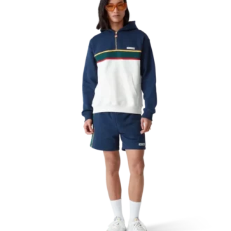 Hoodie mit Viertelreißverschluss und Farbblock-Design Hoodie mit Viertelreißverschluss und Farbblock-Design