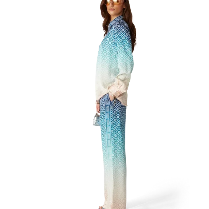 Jacquard-Seiden-Hose mit Farbverlauf