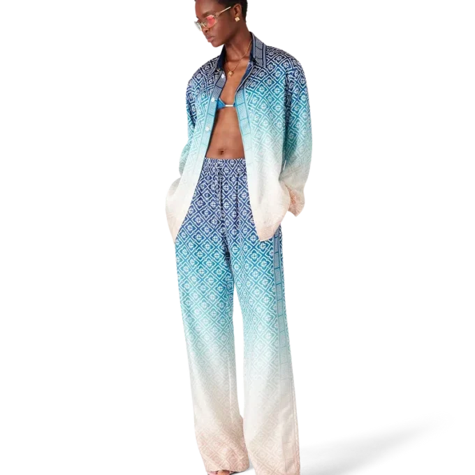 Jacquard-Seidenhemd mit Farbverlauf