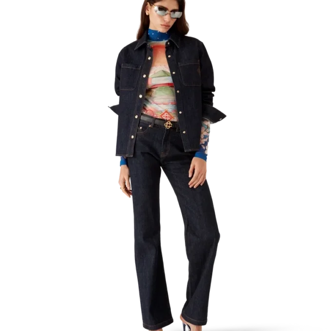 Jeanshemd mit Logo-Stickerei Jeanshemd mit Logo-Stickerei