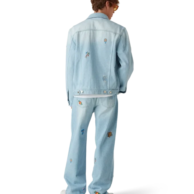 Jeansjacke mit gesticktem Motiv