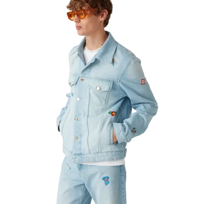 Jeansjacke mit gesticktem Motiv