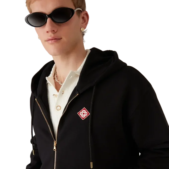 Kapuzenpullover mit Reißverschluss und Diamant-Logo