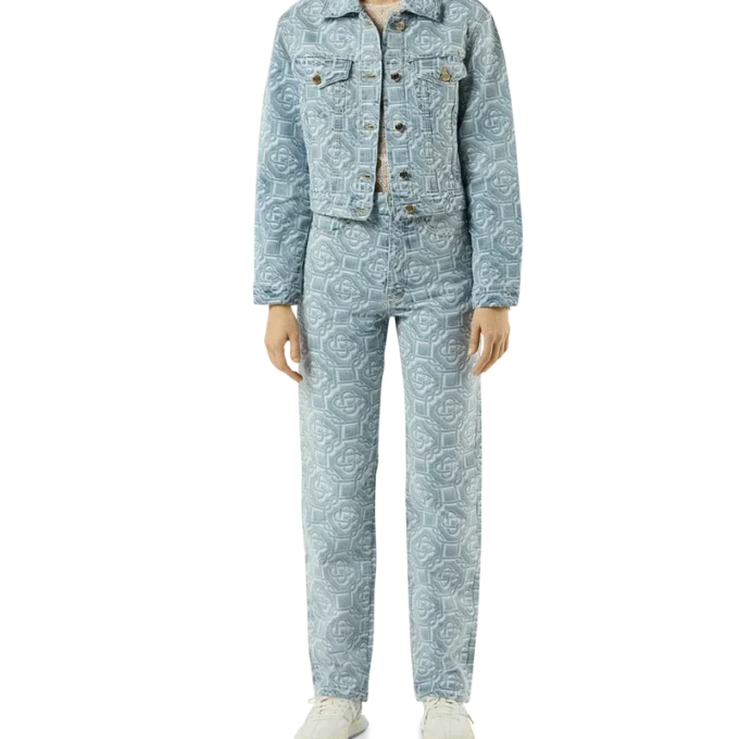 Klassische Monogram-Hose aus gebleichtem Denim