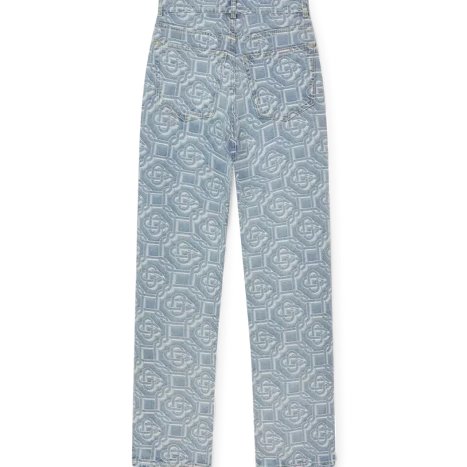Klassische Monogram-Hose aus gebleichtem Denim