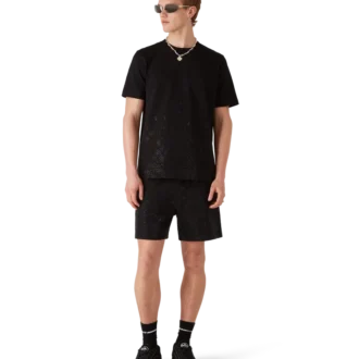 Kurzarm-T-Shirt mit Kristall-Monogramm-Logo